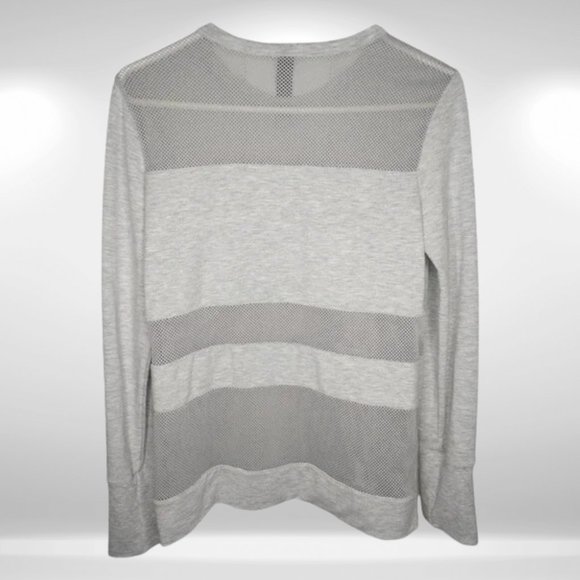 Yogalicious Heather Grey Mesh Panel Crewneck Activewear Sweatshirt - Picture 2 of 8